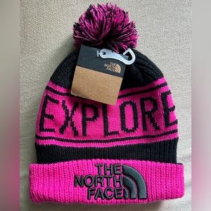 The North Face - Kid’s Explore Black and Pink Beanie - NWT- Size M